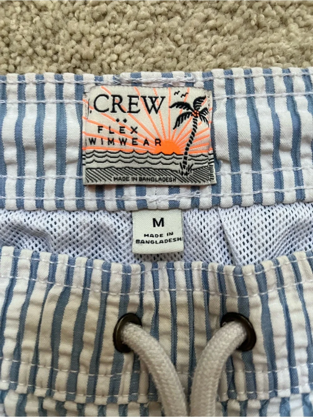 J. Crew Light Blue White Seersucker Drawstring Hybrid Shorts